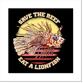 Save The Reef Eat A Lionfish Spearfishing Art Posters and Art